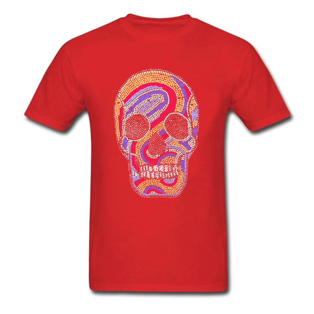 Casual Short Sleeve Tops Shirts Summer Autumn Crewneck Cotton Men's Tshirts psychedelic skull Casual T-Shirt 2018 New Fashion psychedelic skull red