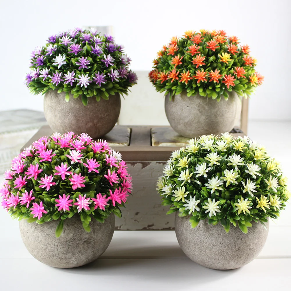 Artificial Flowers Vase Set Plastic Plant Bonsai Fake Flower In Pot Wedding Home Garden Office Balcony Background Decoration Artificial Flowers Vase Set Plastic Plant Bonsai Fake Flower In Pot Wedding Home Garden Office Balcony Background Decoration