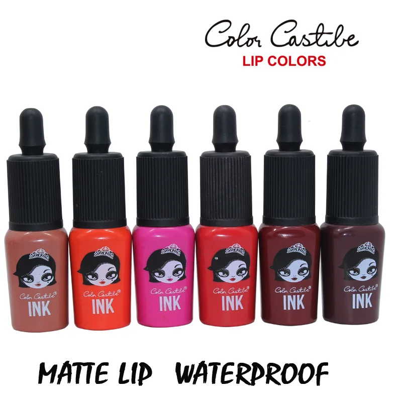 

color castle ink Stain Lip gloss Sexy Red Water 6 Diff Colors lip liquid Dropper bite lips longlasting waterproof lipgloss