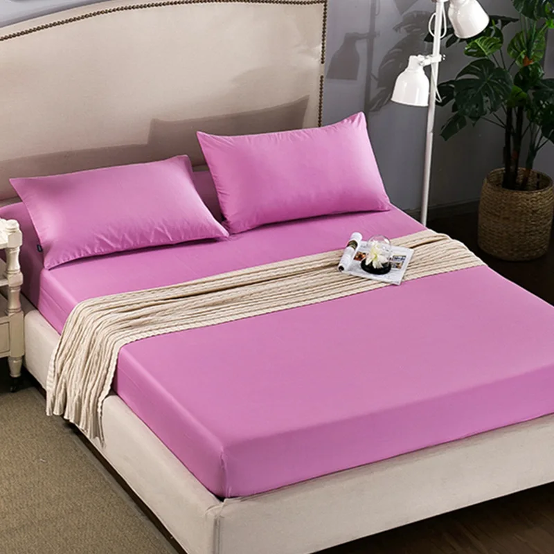 Download HM Life Brand Fitted Sheet Mattress Cover Solid Color Sanding Bedding Linens Bed Sheets Double ...
