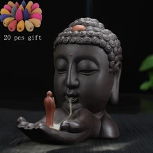 Горелка для благовоний обратного потока+ 20 шт. конусов для благовоний керамическая Будда палочка держатель курильница дым обратного потока благовония домашний декор дропшиппинг