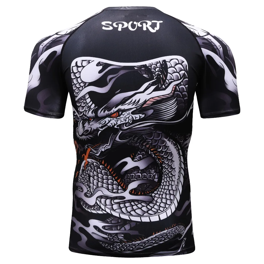 new 3D print t shirt men GYMS compression shirt T-shirt Men's Dragon's Flight Short Sleeve Rash Guard MMA BJJ tops T-shirt