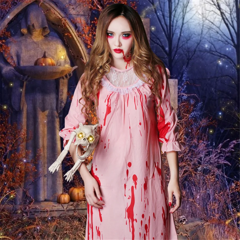 Костюм для косплея на Хеллоуин ужас кровавый зомби медсестры пятнистая Ночная рубашка Спящая красавица