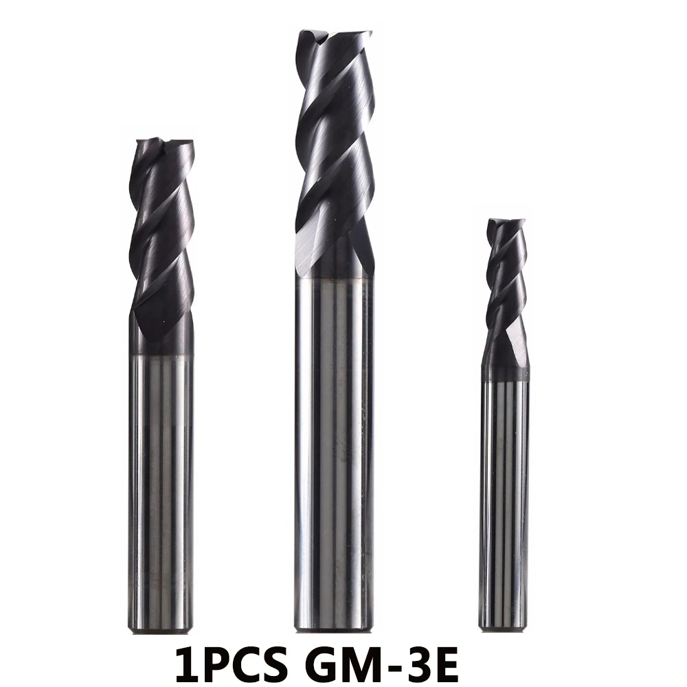 

GM-3EL tungsten steel 3 flute square head coated end mill cnc milling cutter cutting tools for metal machining profile HRC45