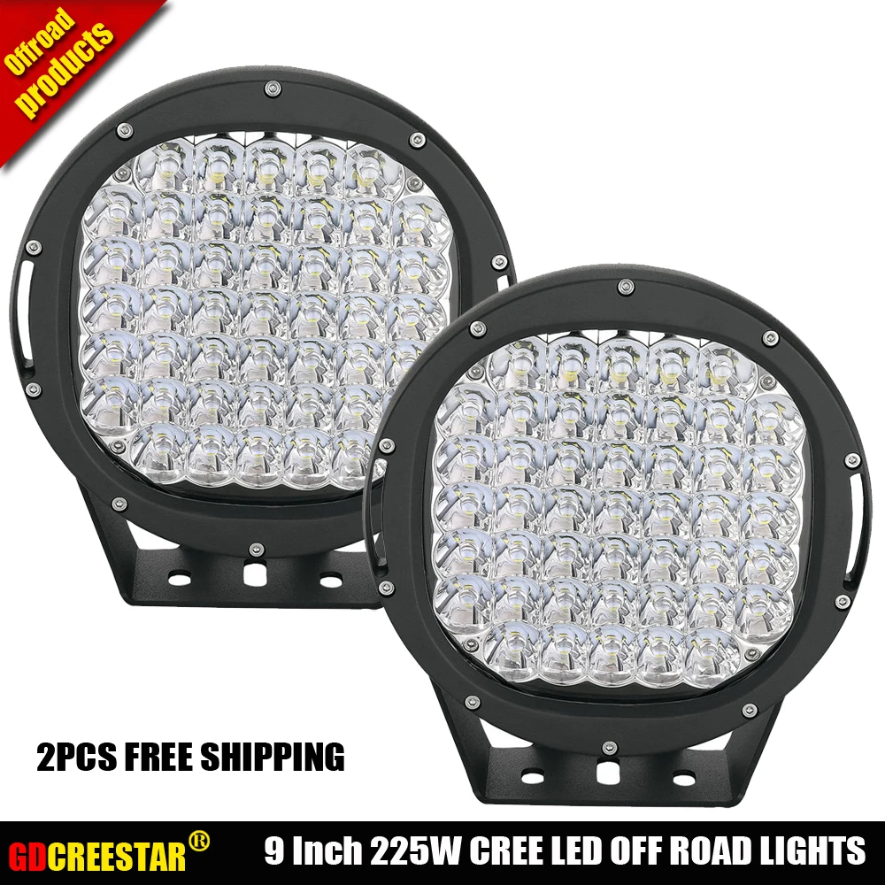 New 9" inch 225W 45LEDs Work Light 12V 24V off road 4x4 car Trucks ATV