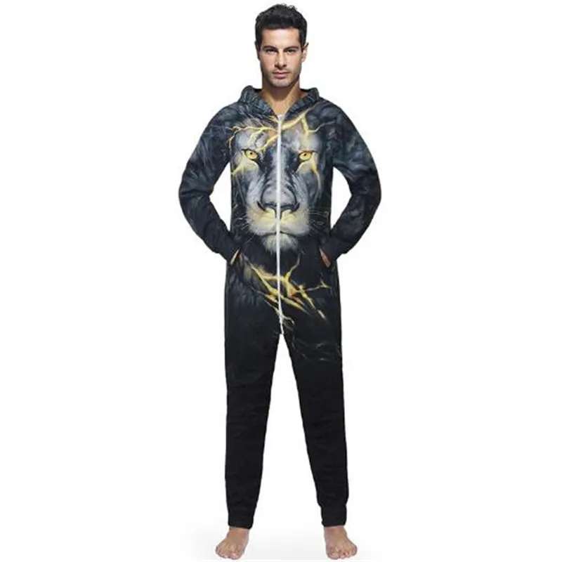 2018 spring and autumn new big code conjoined dress family costume creative lighting lion print Hoodie trousers suit 2018 spring and autumn new big code conjoined dress family costume creative lighting lion print Hoodie trousers suit