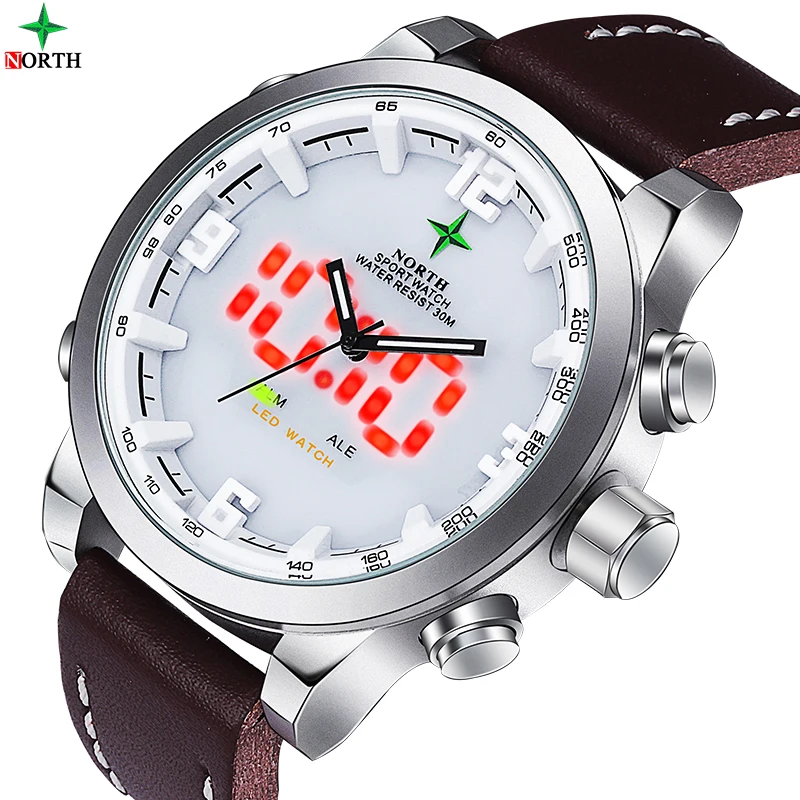 NORTH top fashion luxury men's LED digital LCD analog quartz watch Sport Reloj Hombre leisure