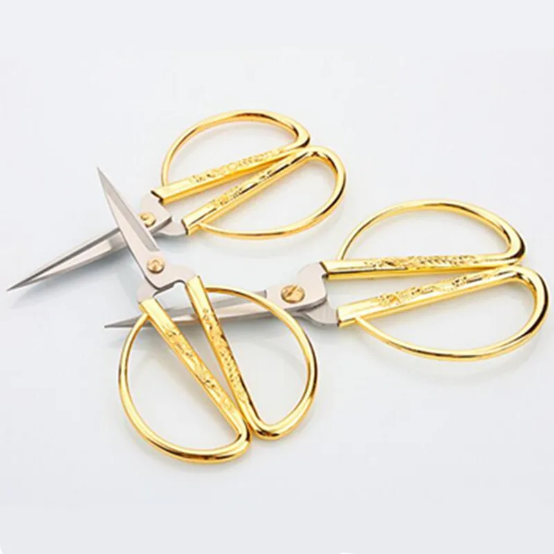 Sewing Accessories 4 Sizes/lot Gold Sewing Scissors Durable High Vintage Tailor Scissors for Needlework Fabric Craft Household,W