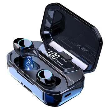 

G02 Tws Wireless Earphones 5.0 Bluetooth 9D Stereo Earphone Ipx7 Waterproof Earphones 3300Mah Led Smart Power Bank Phone Holde