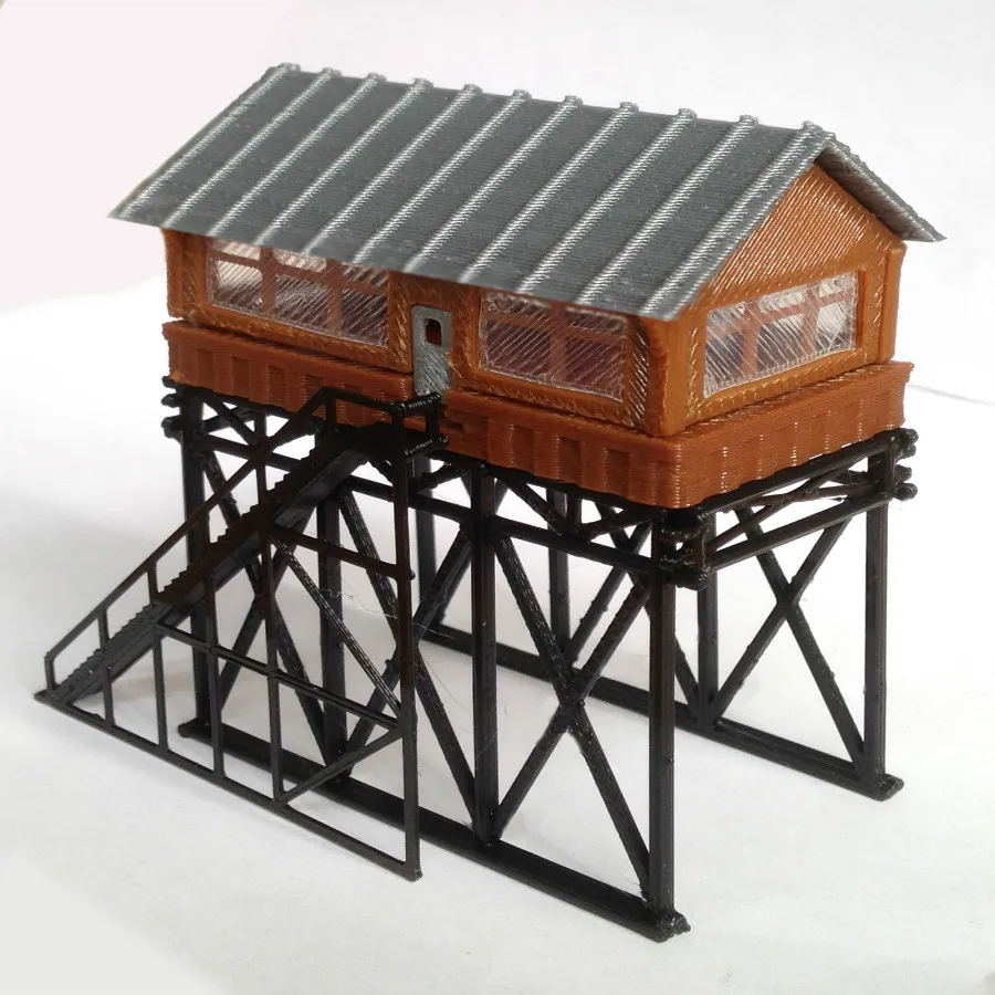 

Railway model scene N ratio 1:160 overhead signal tower Signal room for 1:144