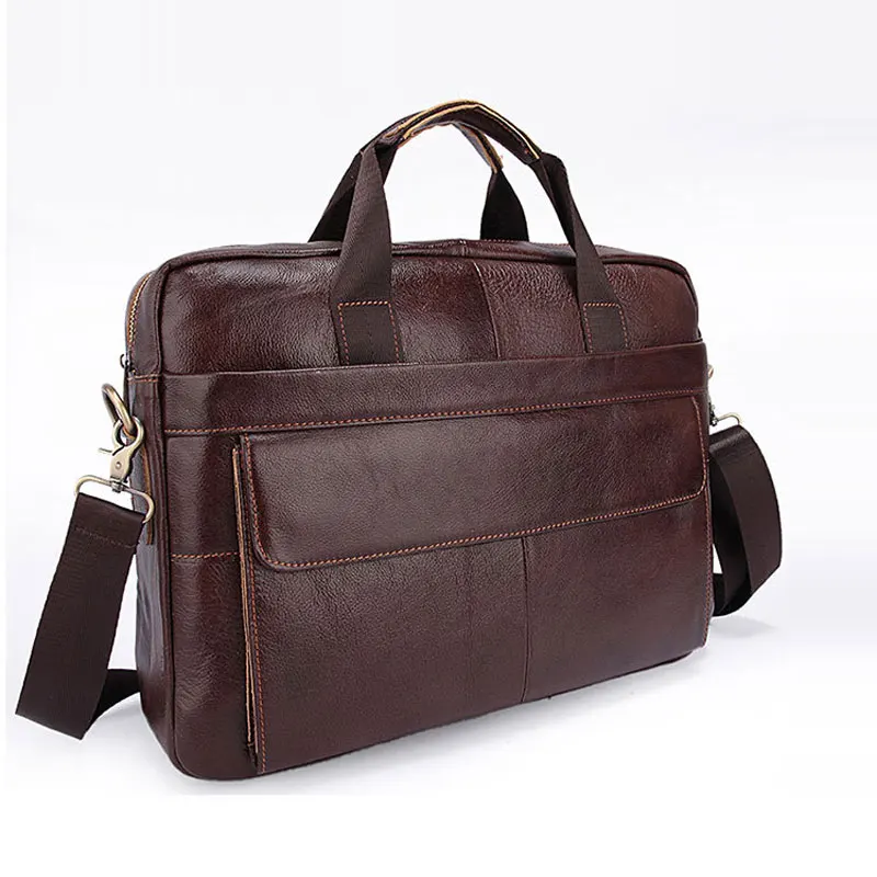 

100% Genuine Leather Men's High Quality Briefcase Fashion Large Capacity Business Briefcase Male Shoulder Bags Travel Laptop Bag