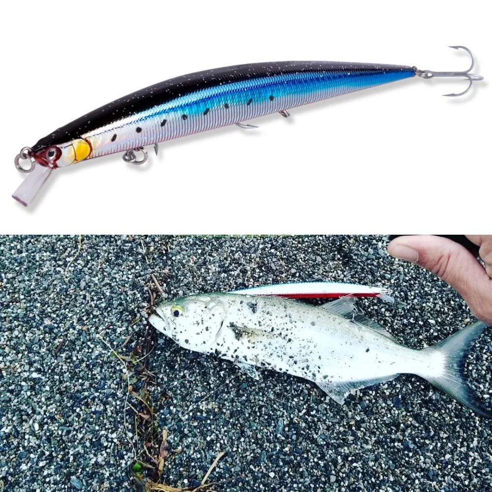 

Hunthouse Tide Slim Minnow floating lure hard bait sea fishing 175mm 25g 3D eyes ABS plastic for seabass pike pesca leurre