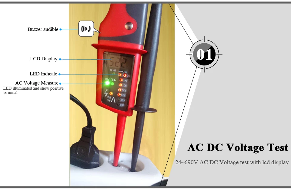 UNI-T UT15C водонепроницаемый цифровой измеритель напряжения 24 В~ 690 В AC/DC тестеры напряжения ЖК-дисплей Автоматический диапазон фазы вращения тестер напряжения