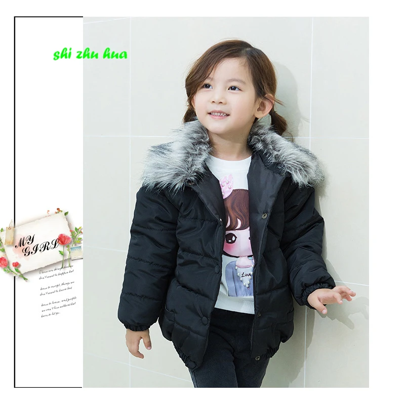 

Boys / Girls Winter / coat / fur collar coat, warm winter jacket, down cotton jacket, casual 2-8 y child coat, high quality 2017
