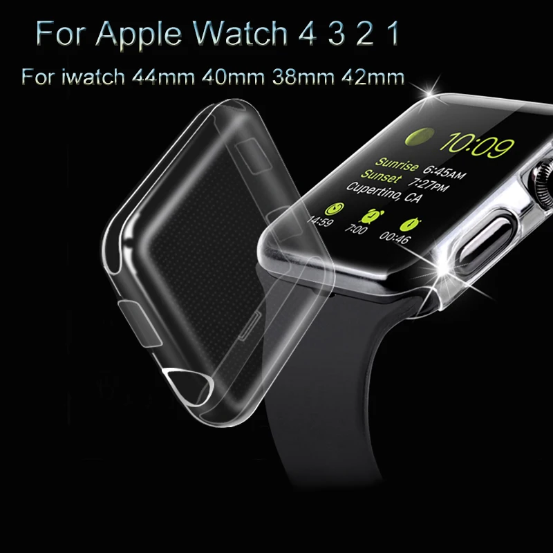 

Transparent Watch Case For Apple Watch 4 3 2 1 PU Full Soft TPU Screen Shell For iwatch 44mm 40mm 38mm 42mm Protective Cover