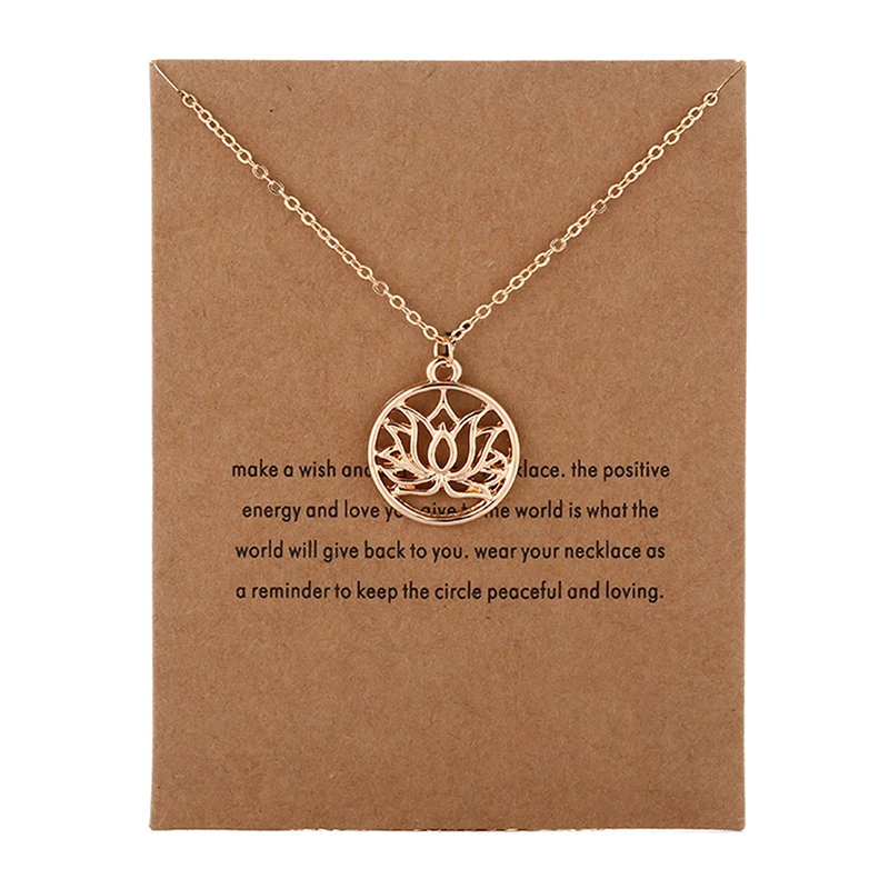 

Golden Lotus Hollow Round Small Pendant Necklace Gold Silver Colors Bijoux Collier Elegant Women Jewelry Gifts