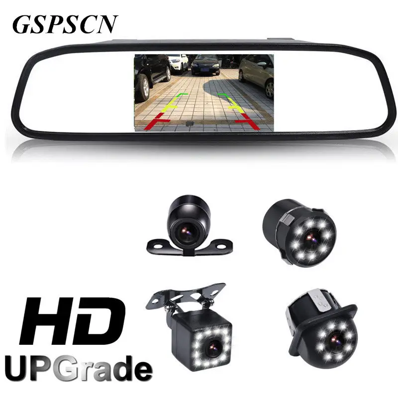 GSPSCN HD 4 3 TFT LCD 800 480 Car Rear View Mirror Monitor Parking Assistance with