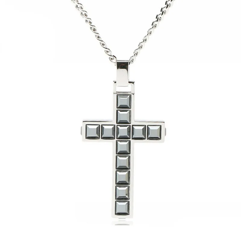 

2018 New Men's Black Rhinestone Cross Pendant Jewelry for Men's Birthday Gift Boyfriend Gift