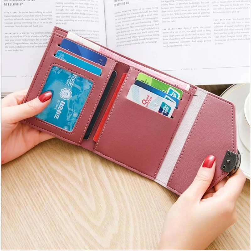 Cross-border Foreign Trade Explosion Short Paragraph Women's Wallet Korean Version Round Buckle Wallet Mini Change Card Package Cross-border Foreign Trade Explosion Short Paragraph Women's Wallet Korean Version Round Buckle Wallet Mini Change Card Package