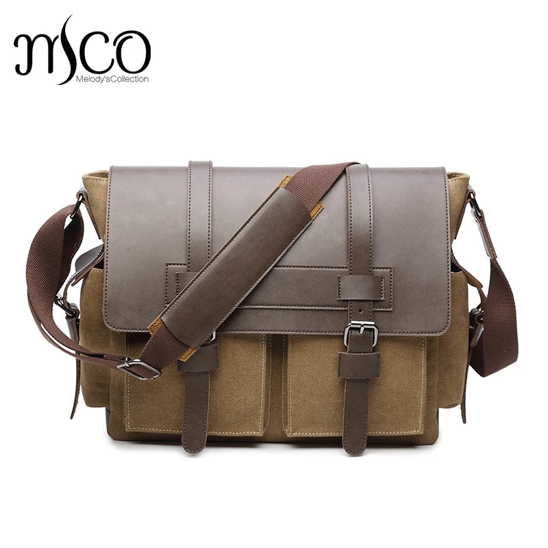 

2017 Brand Vintage Men's Messenger Bags Canvas Shoulder Bag Fashion Men Business Crossbody Bag Leather Travel Handbag