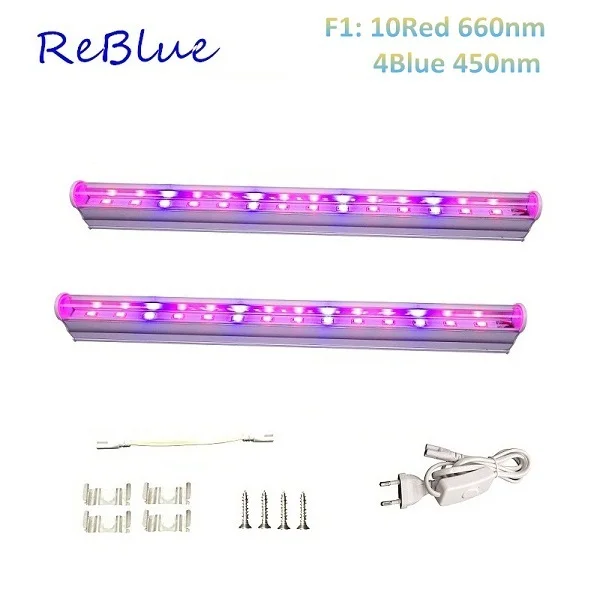 ReBlue Led Grow светильник расти светодиодные лампы 7 Вт растительная лампа для выращивания светильник для растений полный спектр для выращивания растений в помещении AC220V T5 лампы для растений - Испускаемый цвет: 2Pcs 10Red 4Blue