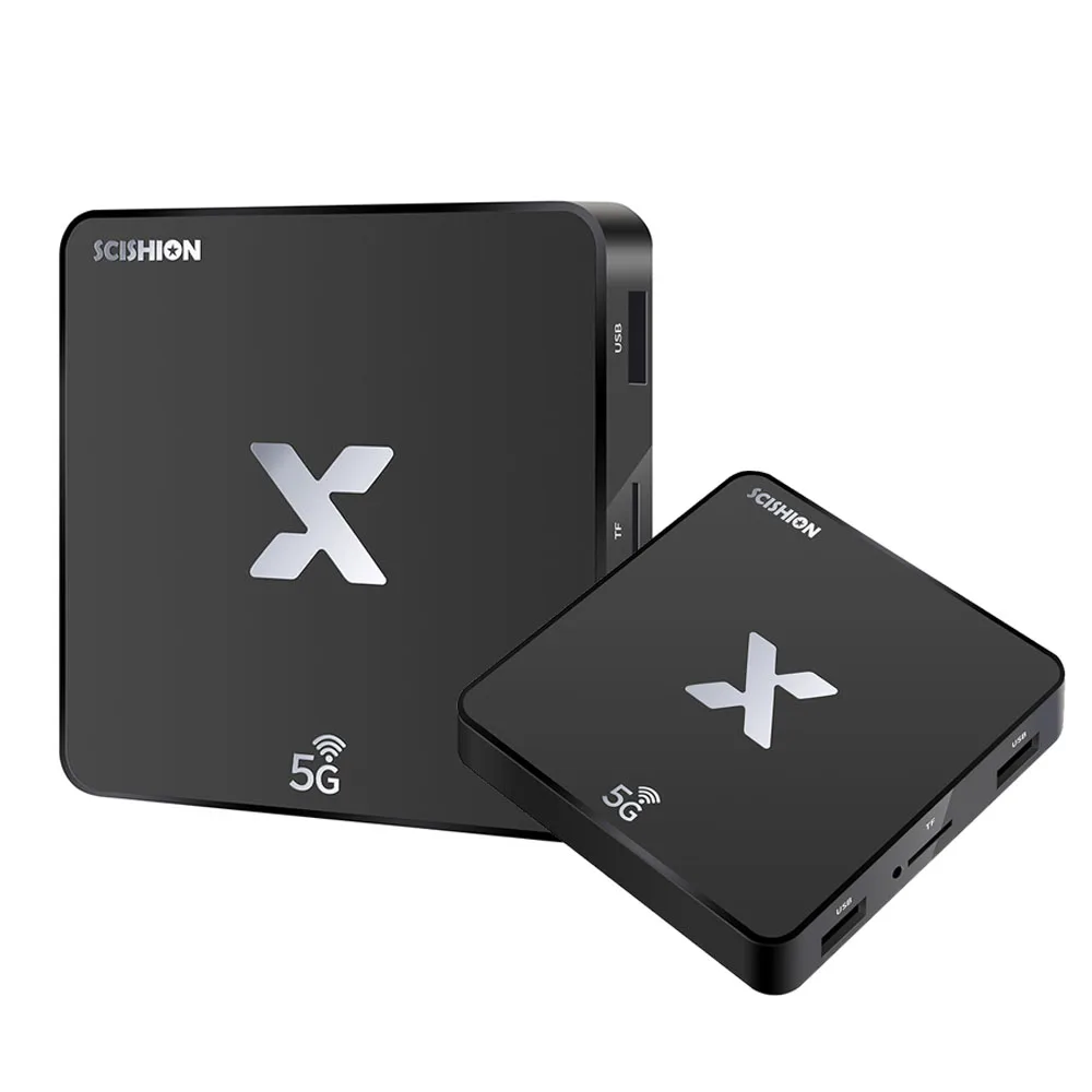 

SCISHION Model X 4K Smart TV Box Android 8.1 Rockchip3229 TV Box 2GB 16GB 5G WiFi 100Mbps H.265 Set-Top Box PK MAGICSEE N5