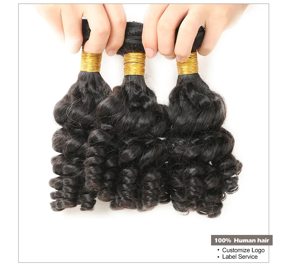 Hair Villa Pre-Colored Human Hair Weave Brazilian Funmi Curly  4 Bundles #1B Natural Black 8-26 Inches Non-Remy Hair Weft (4)