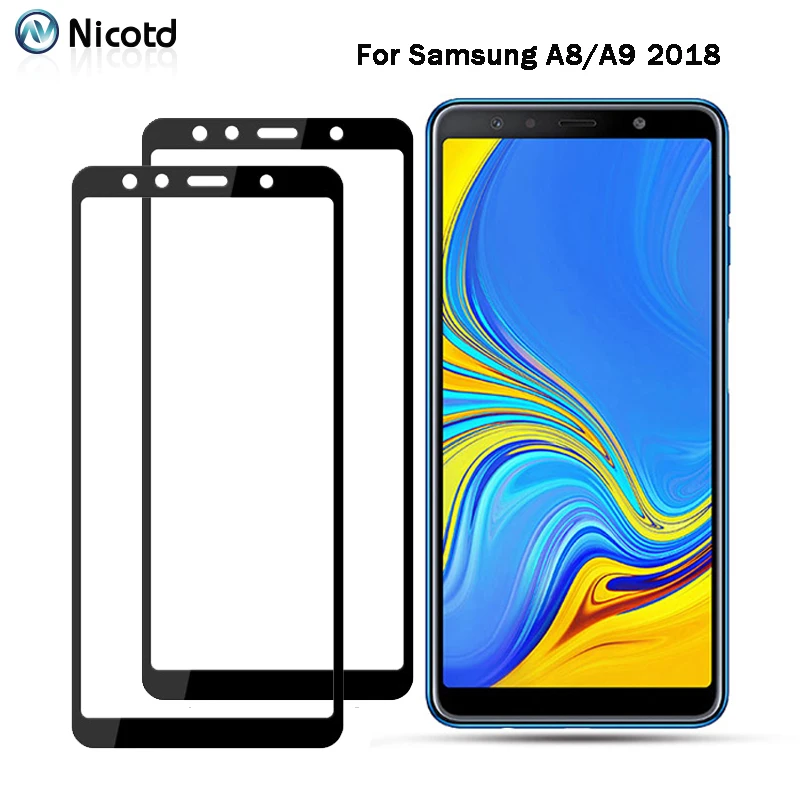 2 шт. закаленное стекло для Samsung A9 A7 A6 A8 2018 Защитная пленка экрана Galaxy J4 J6 Plus A5 A3 2016