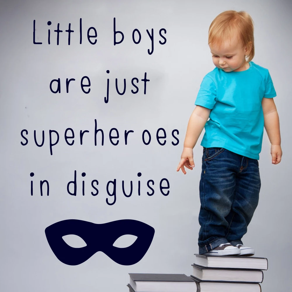Little Boys Are Just Superheroes In Disguise Quote Wall Sticker Decal Kids Boy Room Inspirational Quote Vinyl Home Decor Wall Stickers Aliexpress