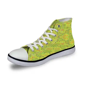 

Dinosaur Fossils Print womens Halloween shoes high lace up casual canvas geometric sneaker light rubber Halloween gift