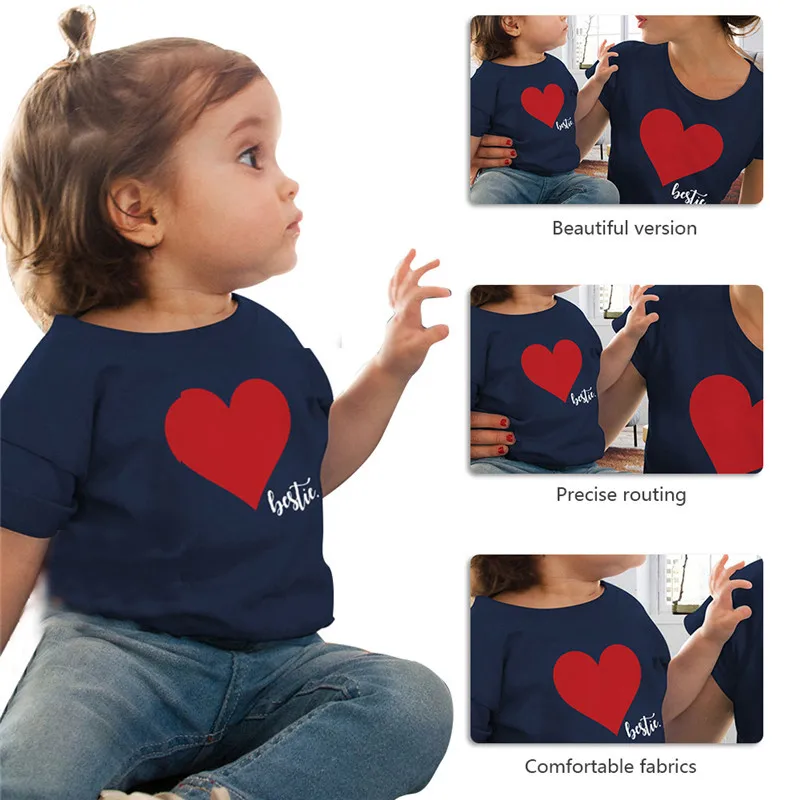 LILIGIRL/ г. Новая Одинаковая одежда для семьи летняя футболка с короткими рукавами и принтом «любовь» для мамы и дочки одежда для мамы и меня