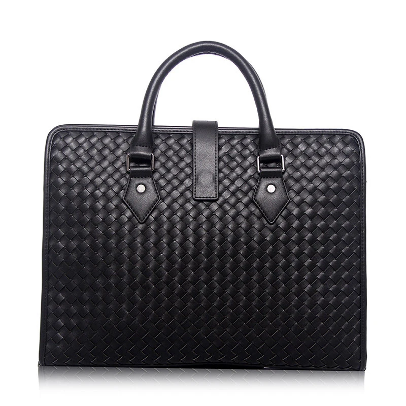 2019 Tablet Briefcase Single shoulder Woven Business Bag Handbag Men Genuine Leather Bag bolso hombre 2019 Tablet Briefcase Single shoulder Woven Business Bag Handbag Men Genuine Leather Bag bolso hombre