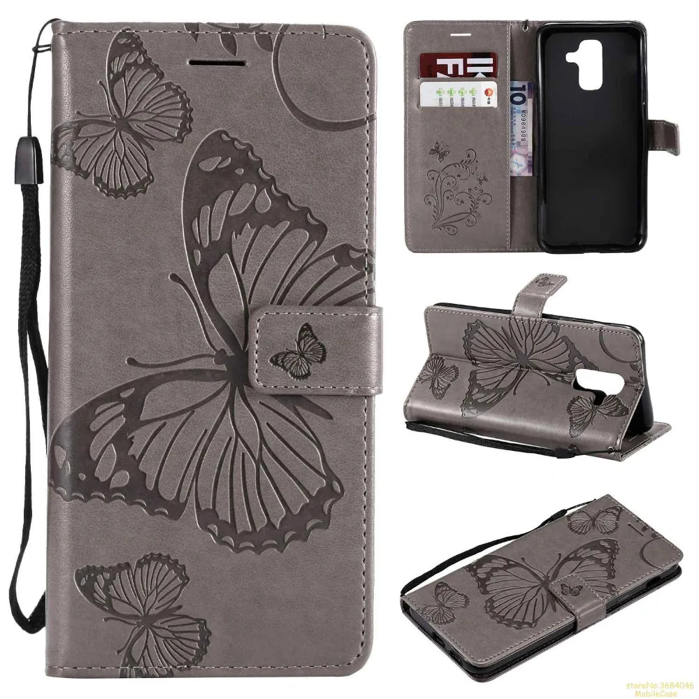 

Luxury Flip leather case for Samsung A6 PLUS cover 3D Embossing big butterfly coque wallet etui fundas kryt husa housse tok caso