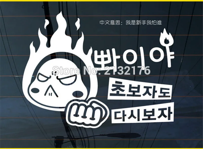 Free-Shipping-Korean-I-am-a-novice-who-I-m-afraid-Die-Cut-Decal-Car-Sticker (2)