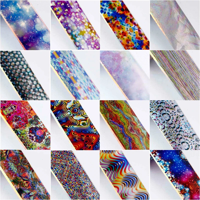 

16Pcs Starry Sky Nail Foils Set Nail Art Transfer Stickers 4*20cm Colorful Waves Nail Decals Wraps Manicure Nail Art Decorations