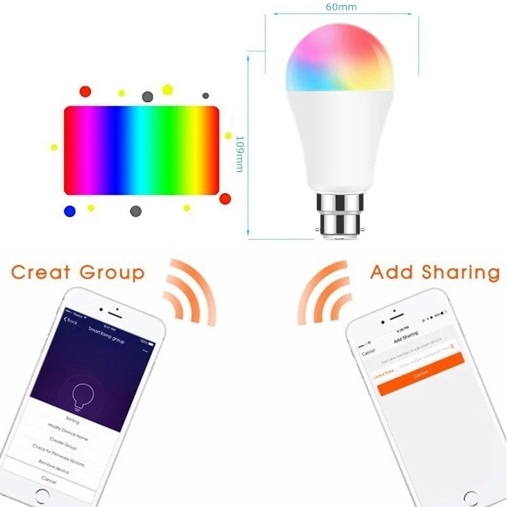 WiFi умный светодиодный светильник E27 12 Вт лампа равная 90 Вт RGB холодный белый цвет меняющий настроение светильник Homekit работает с Alexa Google Home