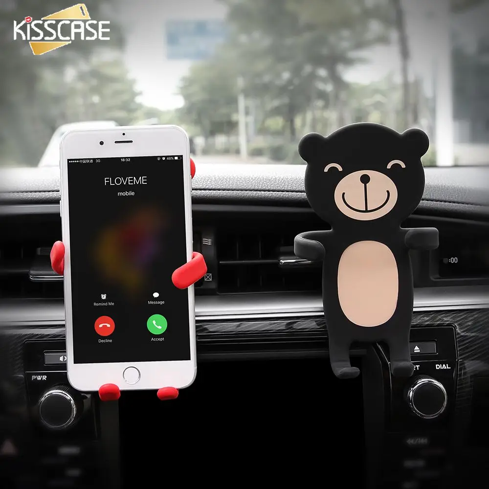 KISSCASE Универсальный автомобильный держатель телефона милый мультфильм