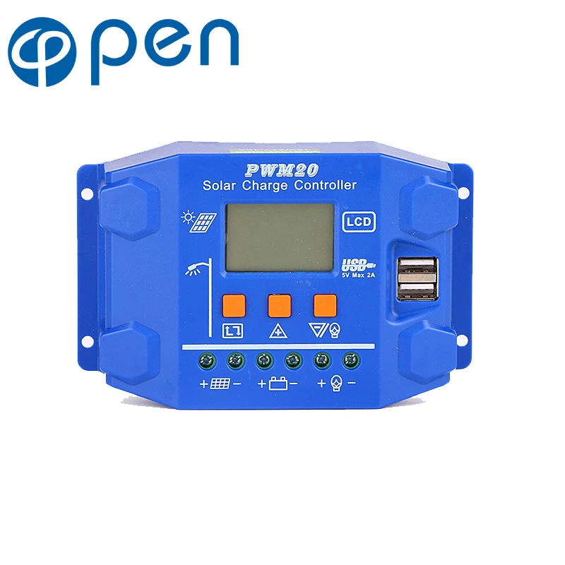 30A/20A/10A 12V 24V Auto Solar Charge Controller PWM Controllers LCD Dual USB 5V Output Solar Panel PV Regulator