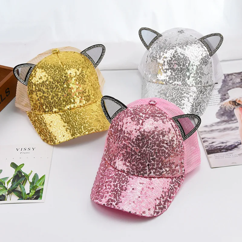 

Children's hat spring and summer baby breathable cap boy and girl baby hat cute sequin cap parent-child sun protection sun hat