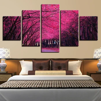 

5 Pieces Forest Natural Scenery Canvas Painting For Living Room HD Posters Wall Art Picture Home Decor Poster Unframed