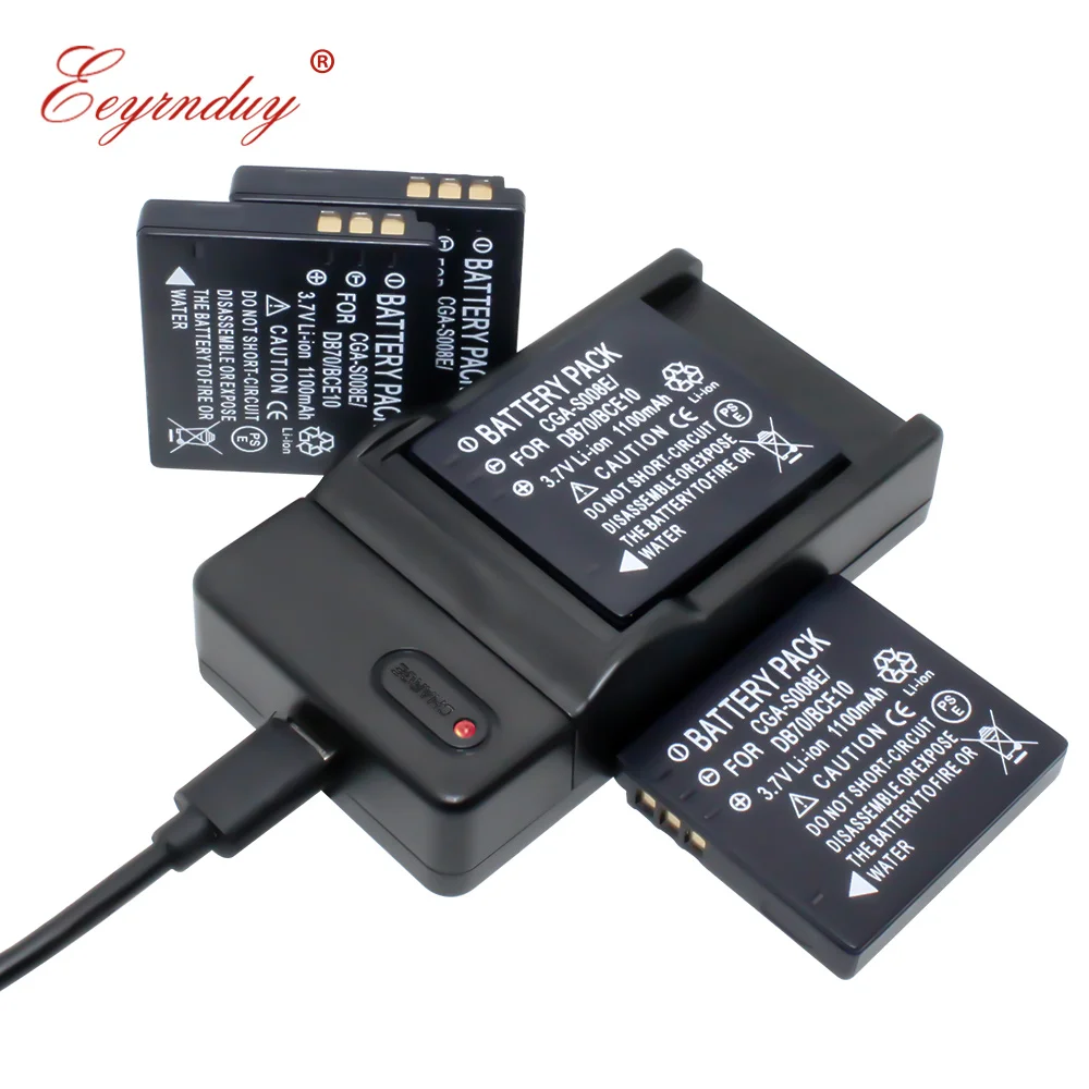 4x DMW-BCE10 CGA-S008E DB70 набор для подзарядки батареи для цифрового фотоаппарата Panasonic Lumix DMC-FS5 DMC-FS20 FX36 FX500 Камера батареи BCE10E DB-70
