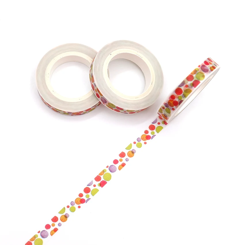 10 м * 8 мм творческий красочный круг васи клейкая лента офис питания ленты японский васи ленты DIY Скрапбукинг Стикеры