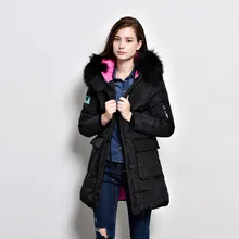 Winter New Real Large Raccoon Fur Collar White Duck Down Jacket Zipper Medium Long Parka Slim Women Down Coat Thickening