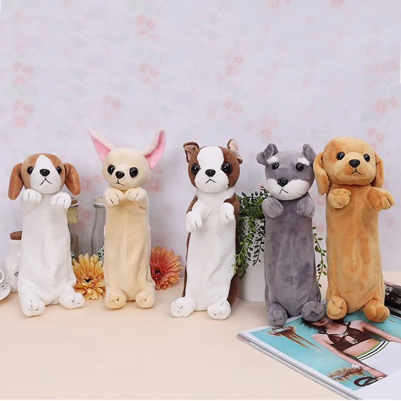 

NEW cute anime School animal Cartoon Pencil Case Dog plush for children toy box