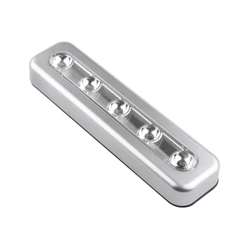 

LanLan 5 LED Light Bar Battery Operated Cabinet Closet Light Kitchen Corridor Strip Wall Touch Night Light Lamp Silver