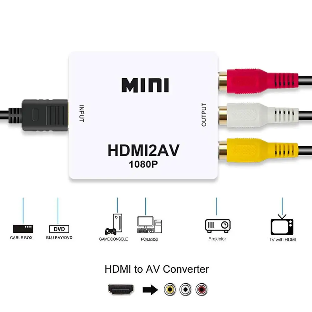 HDMI2av к AV адаптер Делителя Частоты HD видео конвертер коробка HDMI к RCA av к vga AV/CVSB L/R видео 1080P av2hdmi