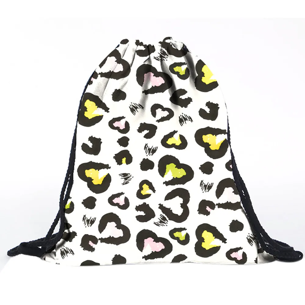 

2018 hot sale women bag Unisex Heart-shaped leopard Backpacks Printing Bags Drawstring Backpack mochila xiniu