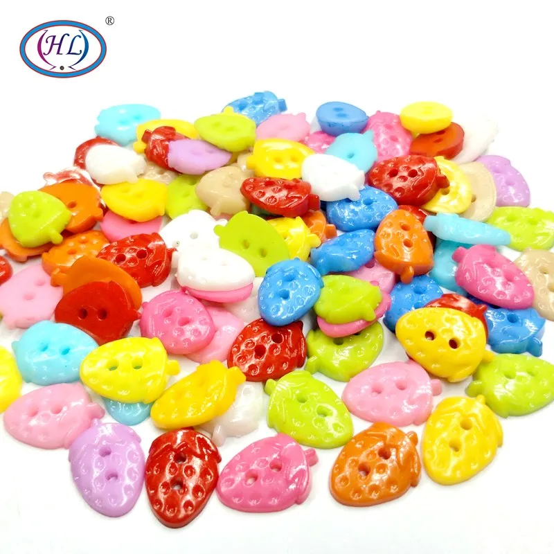 

HL 50/100/200pcs 15mmx10mm Mixed Color 2 Holes Flatback Strawberry Plastic Buttons DIY Scrapbooking Kid's Apparel Sewing Notions