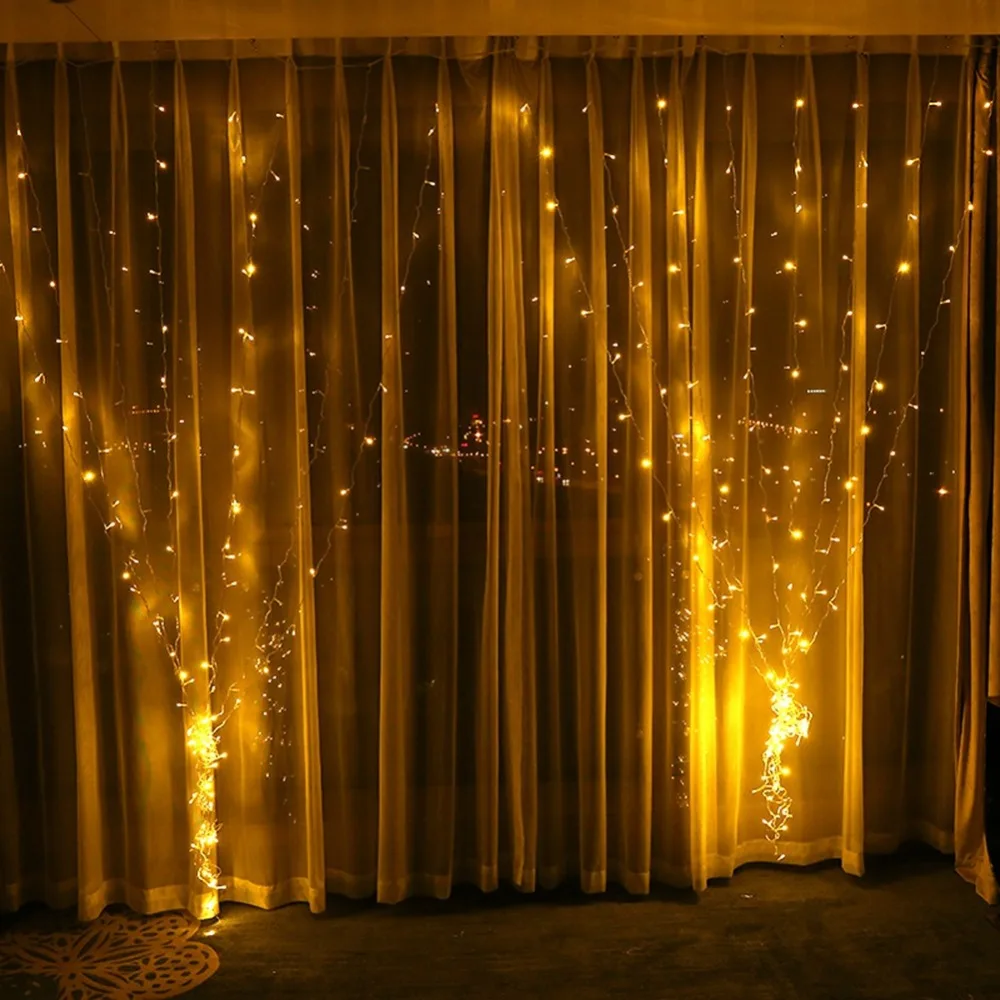 3x3M 300LED Christmas Decorations Star Curtain Lamp For Home Party Party Garden With Fairy Lights Five Pointed Star Wedding Lamp (6)
