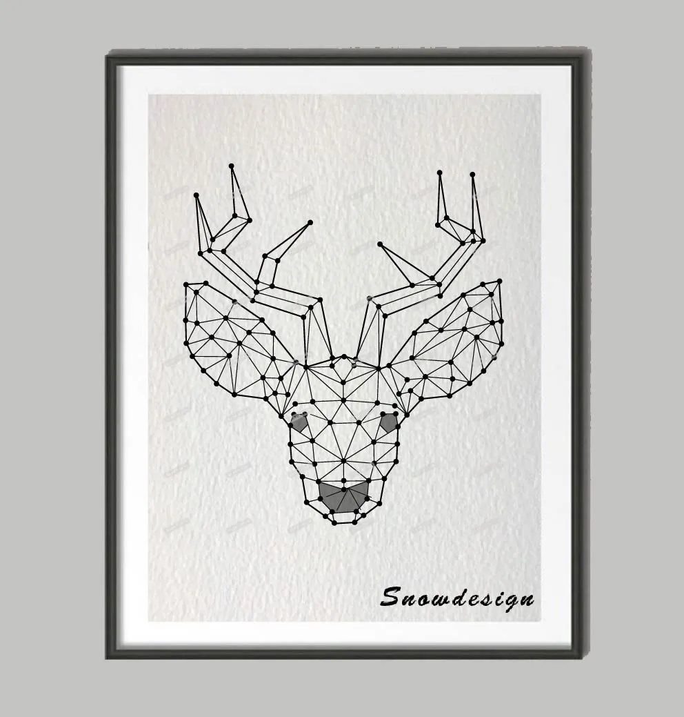 2017 Modern Geometric Stag Canvas painting Buck wall Art Print Poster